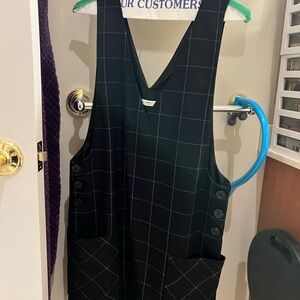 Mango Black and White Checkered V-Neck Top